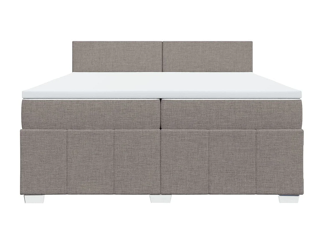 Cama box spring con colchón tela gris taupe 200x200 cm