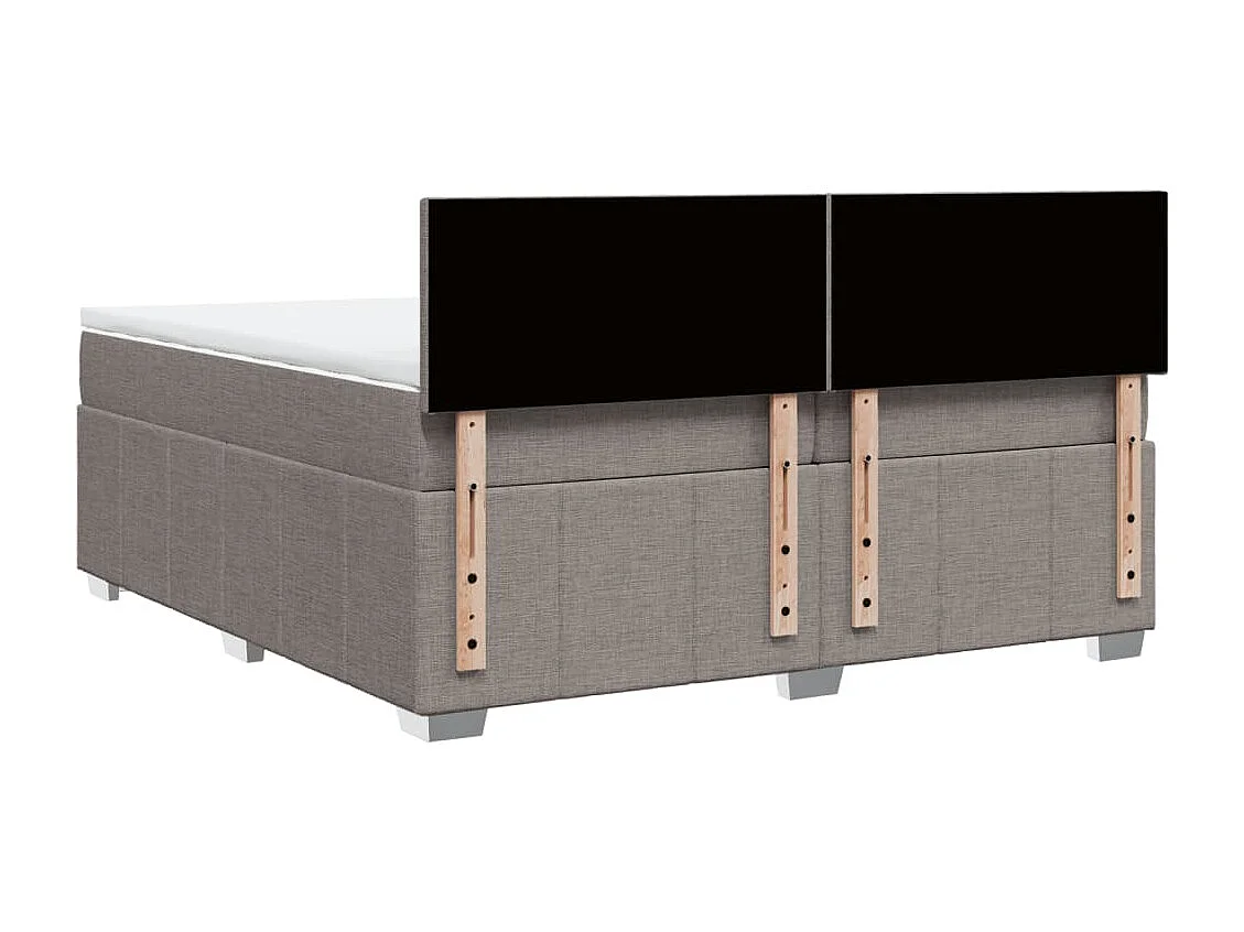 Cama box spring con colchón tela gris taupe 200x200 cm