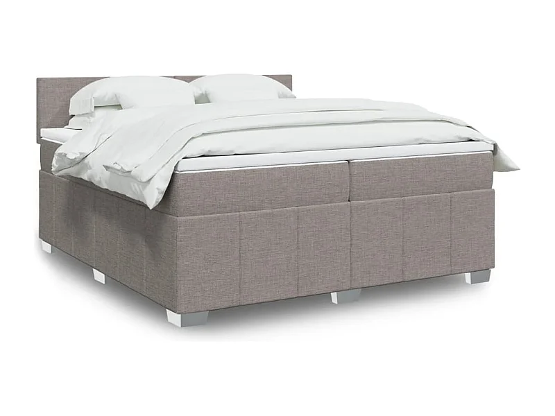 Cama box spring con colchón tela gris taupe 200x200 cm