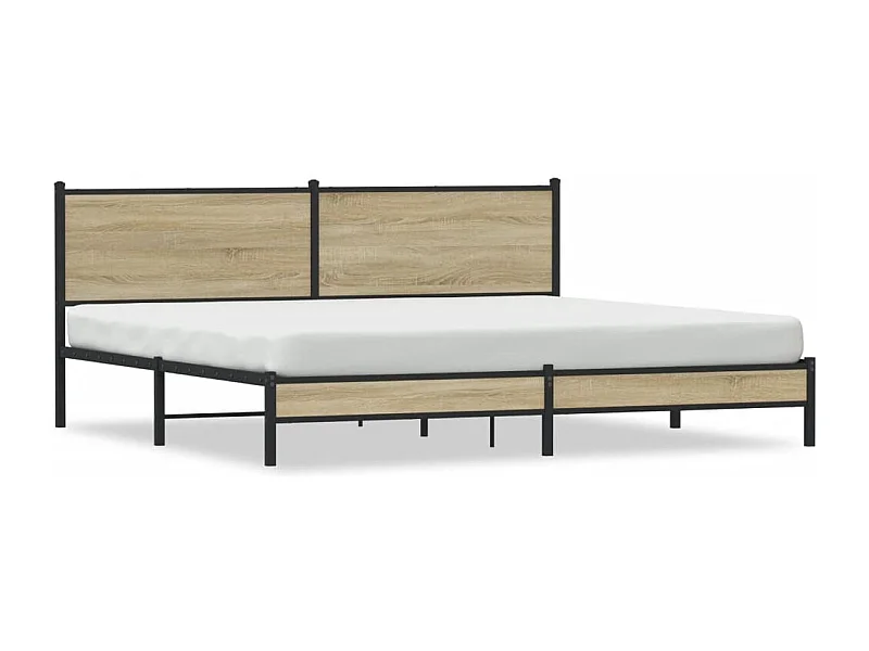 Metallbett ohne Matratze Sonoma-Eiche 200x200 cm