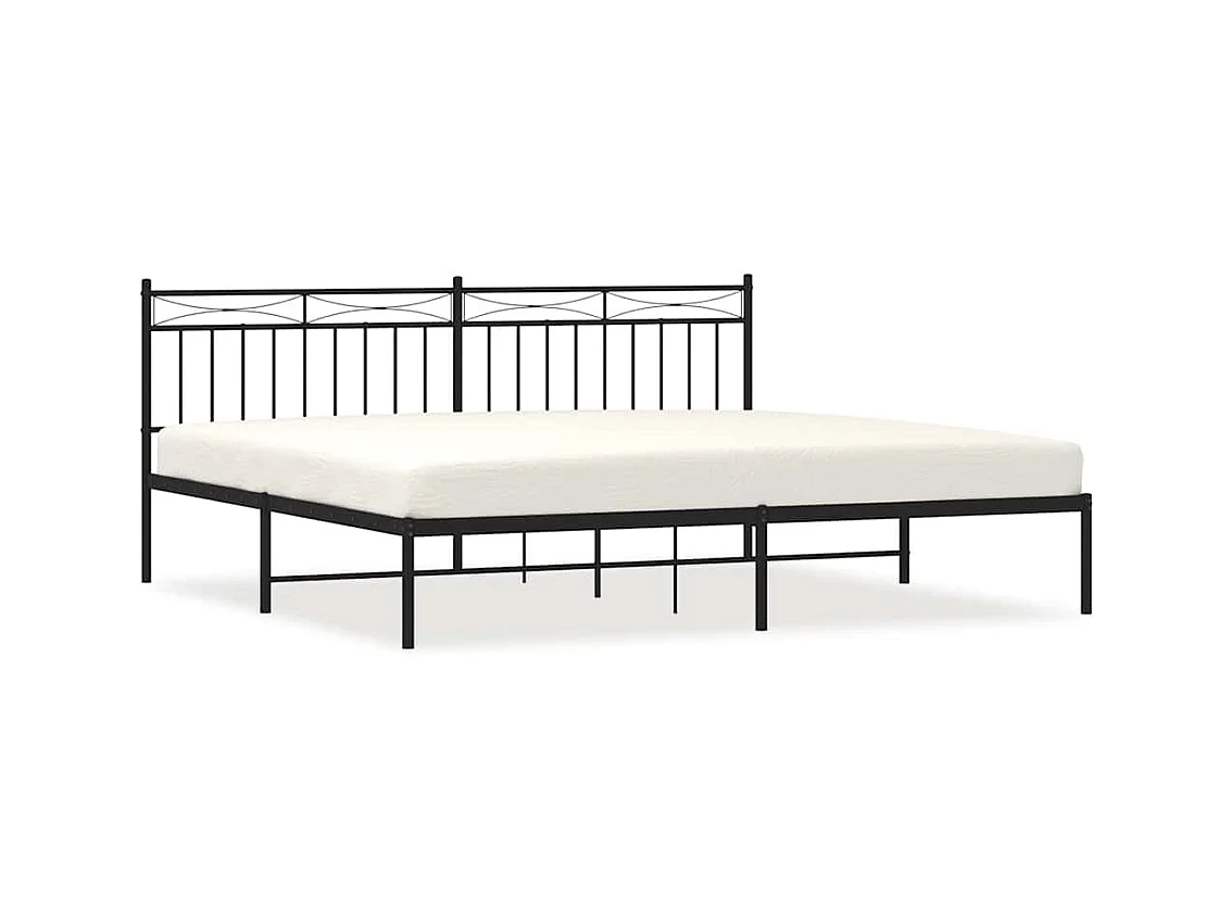 Cadre de lit métal sans matelas avec tête de lit noir 193x203cm