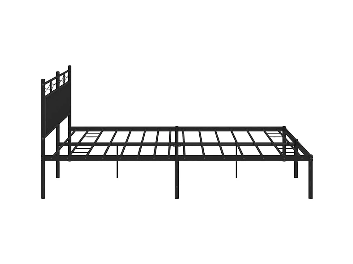 Cadre de lit métal sans matelas avec tête de lit noir 193x203cm