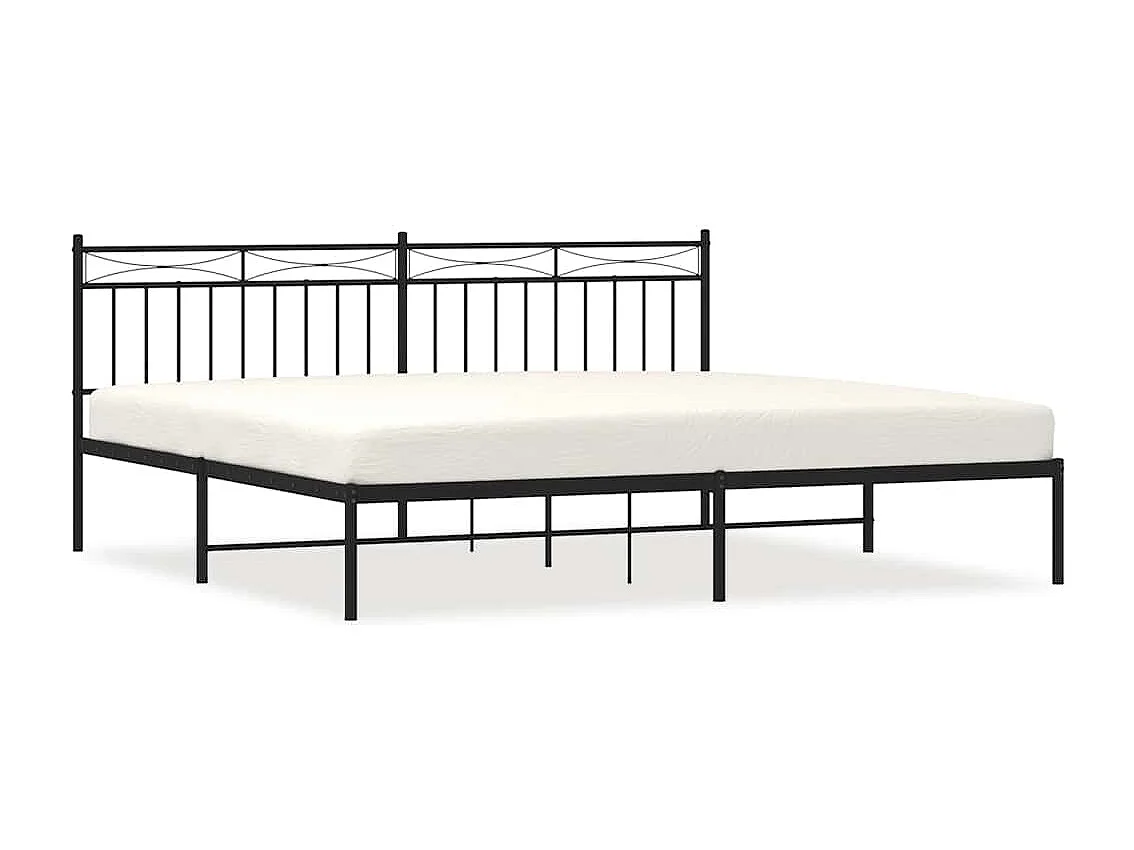 Bedframe met hoofdbord metaal zwart 193x203 cm