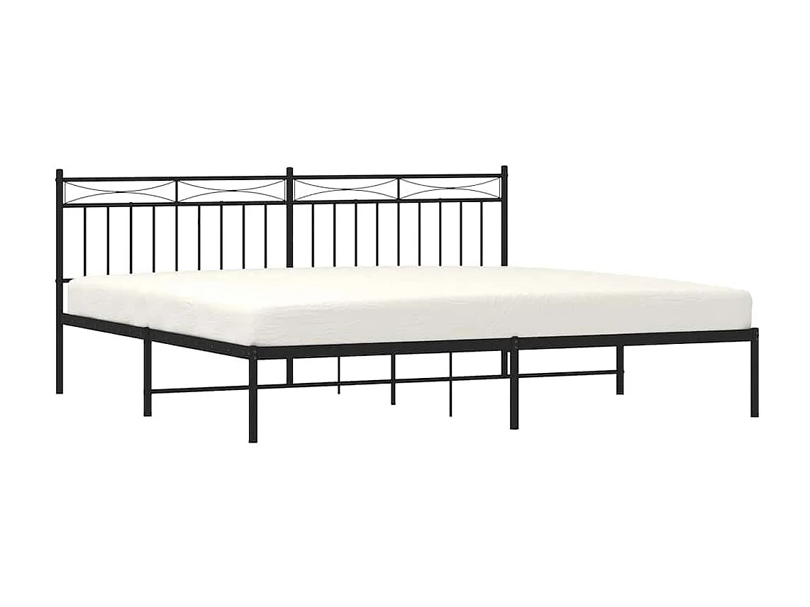 Bedframe met hoofdbord metaal zwart 193x203 cm