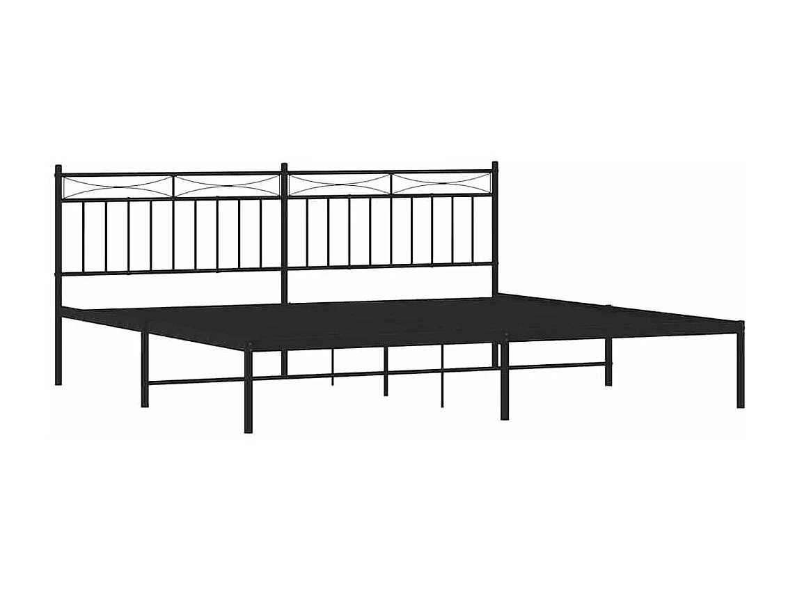 Bedframe met hoofdbord metaal zwart 193x203 cm