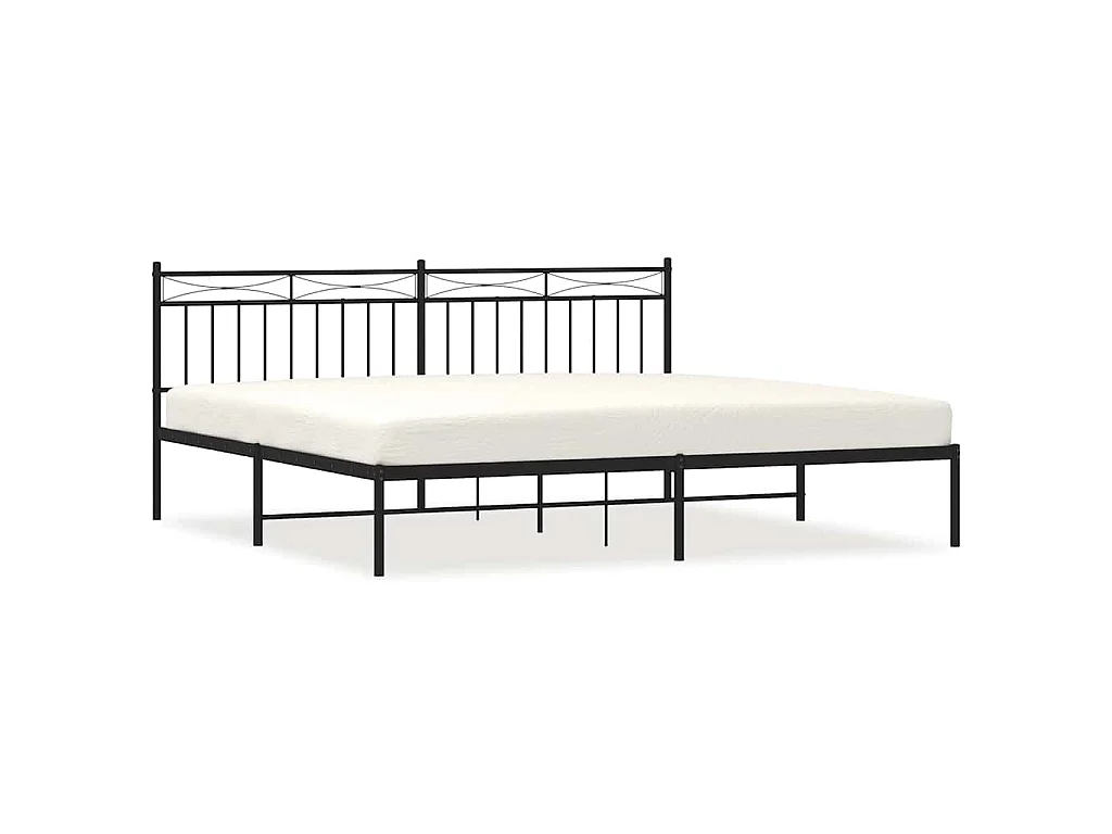 Cadre de lit métal sans matelas avec tête de lit noir 193x203cm