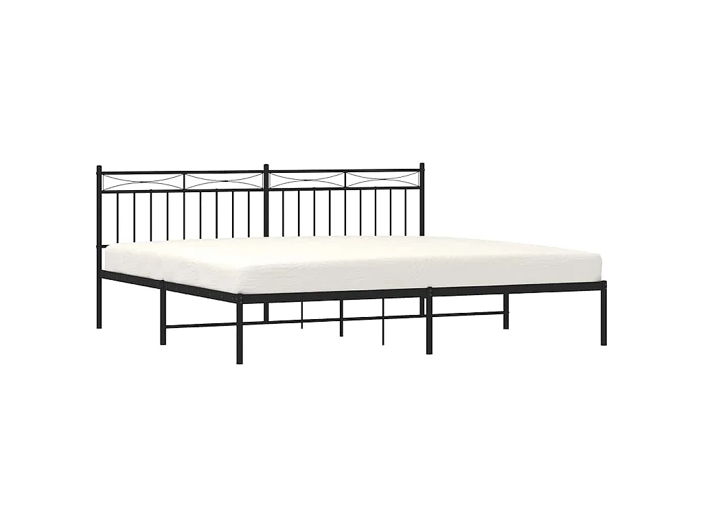 Cadre de lit métal sans matelas avec tête de lit noir 193x203cm