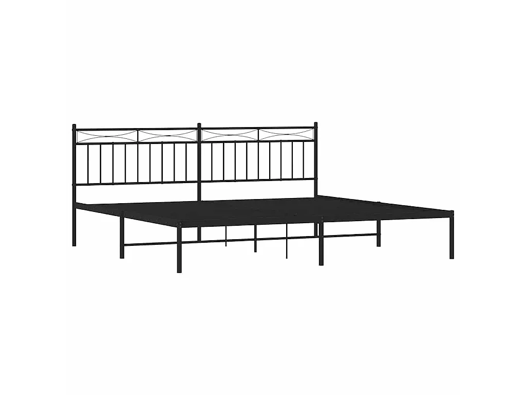 Cadre de lit métal sans matelas avec tête de lit noir 193x203cm