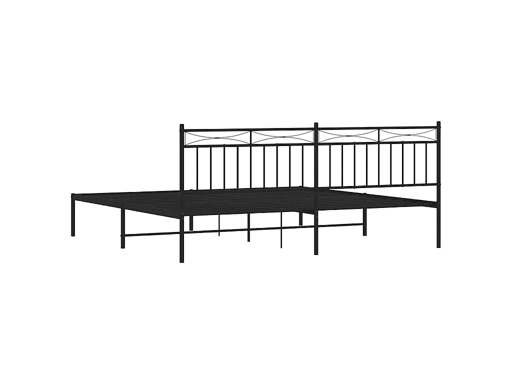 Cadre de lit métal sans matelas avec tête de lit noir 193x203cm