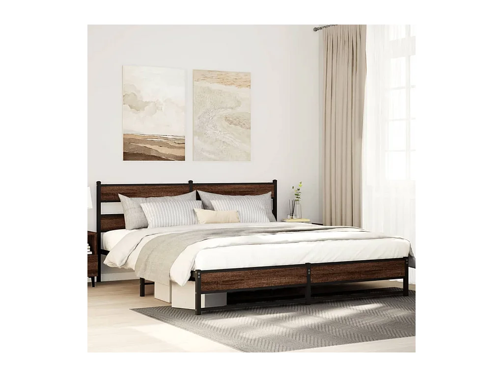 Metallbett ohne Matratze Braun Eichen-Optik 200x200 cm