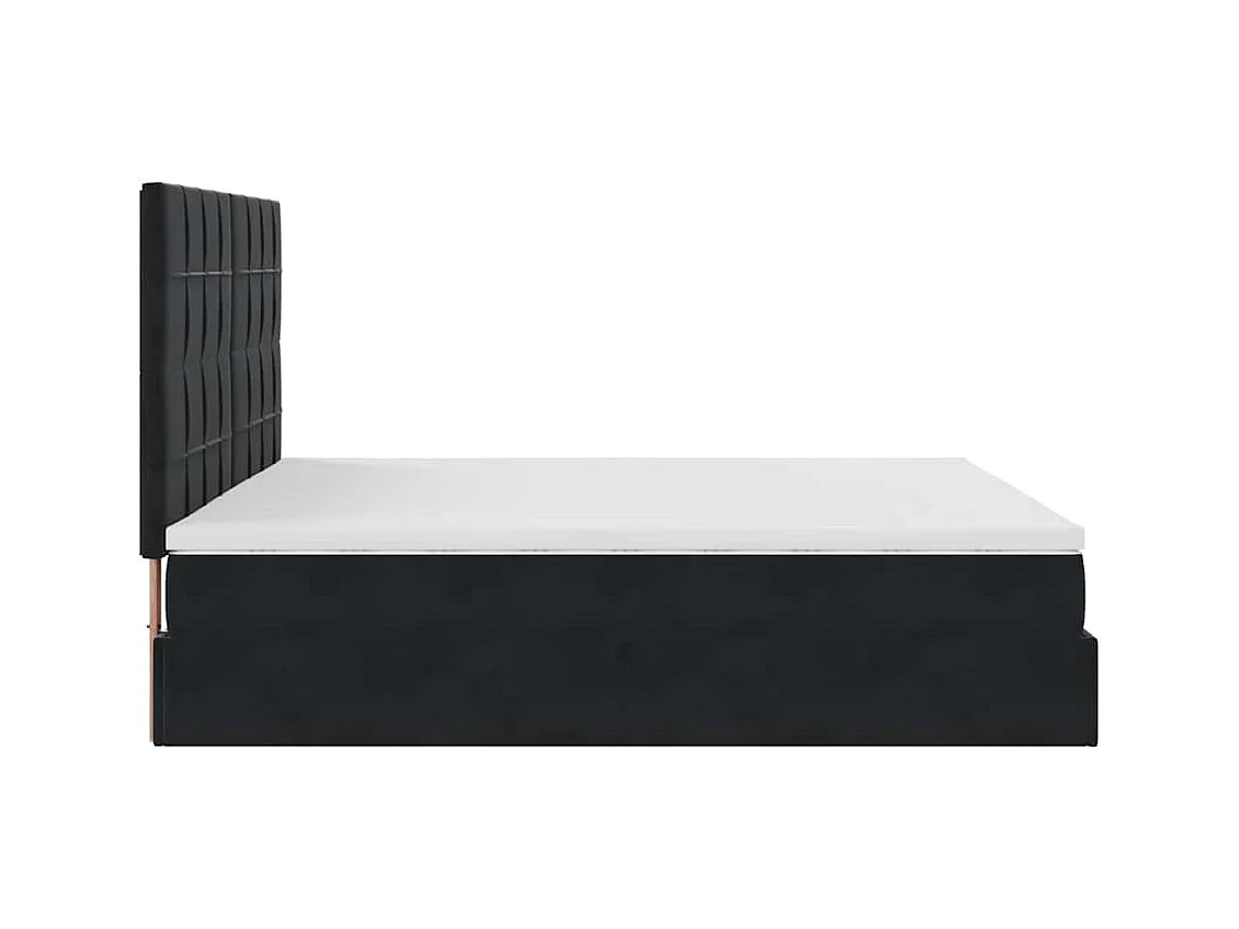 Cadre de lit ottoman avec matelas noir 200x200cm velours