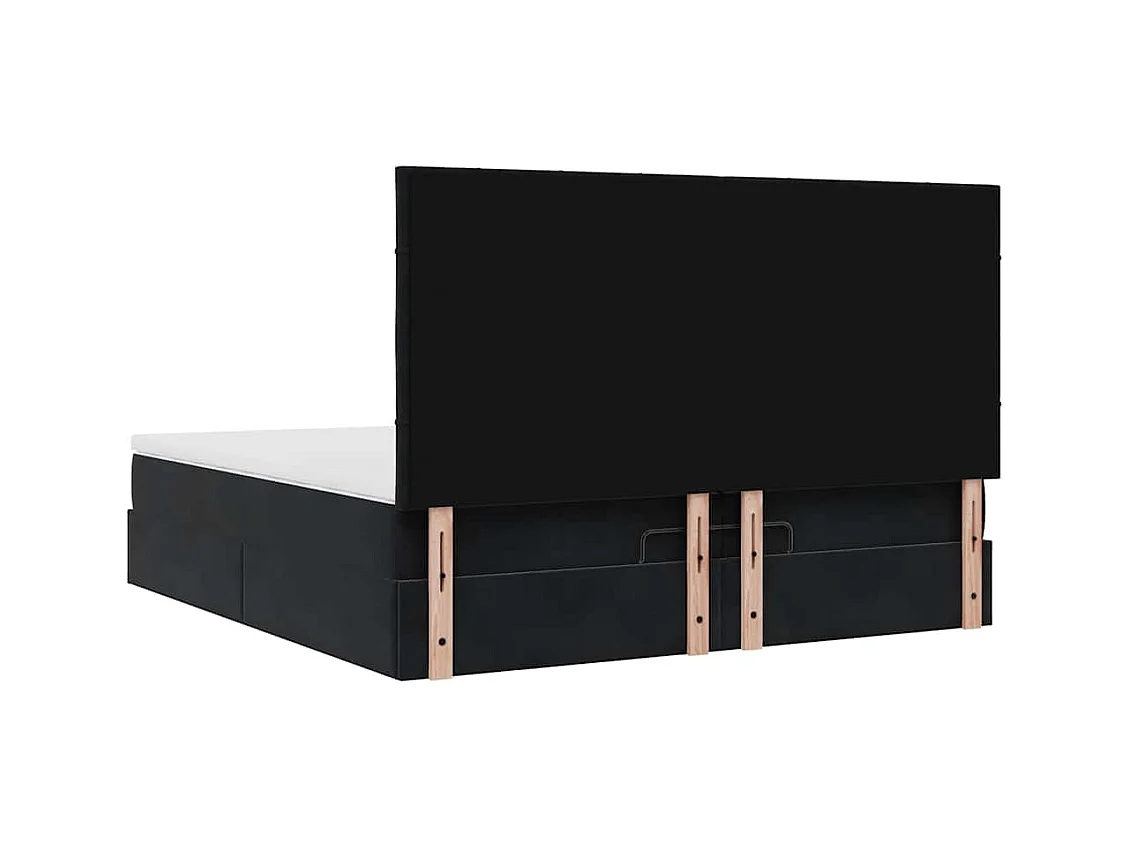 Cadre de lit ottoman avec matelas noir 200x200cm velours