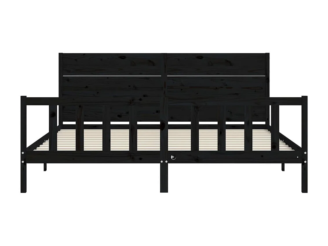 Cadre de lit sans matelas noir 200x200 cm bois massif de pin