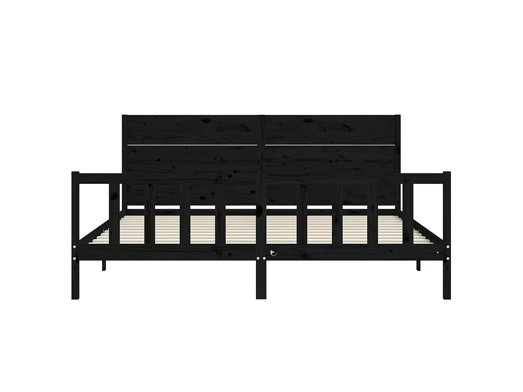 Bedframe met hoofdbord massief hout zwart 200x200 cm