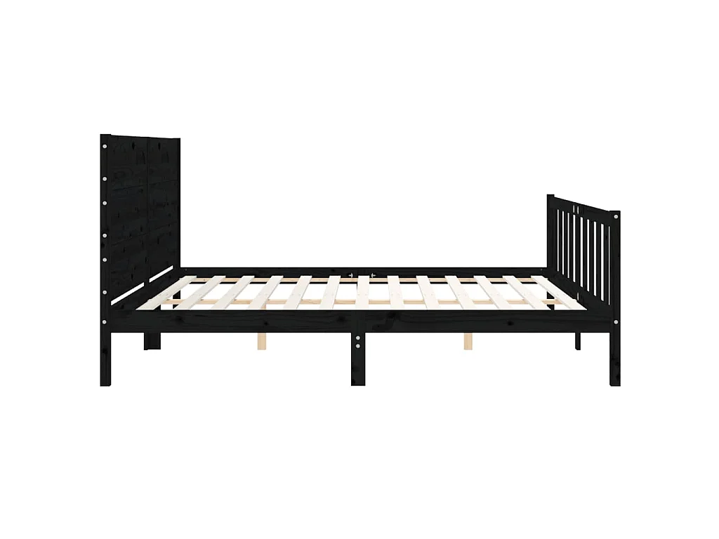 Bedframe met hoofdbord massief hout zwart 200x200 cm