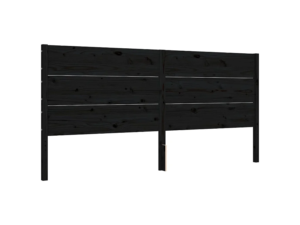 Bedframe met hoofdbord massief hout zwart 200x200 cm