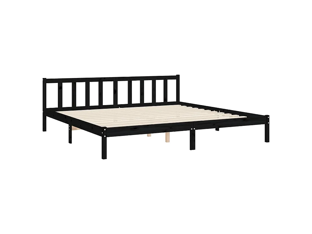 Bedframe met hoofdbord massief hout zwart 200x200 cm