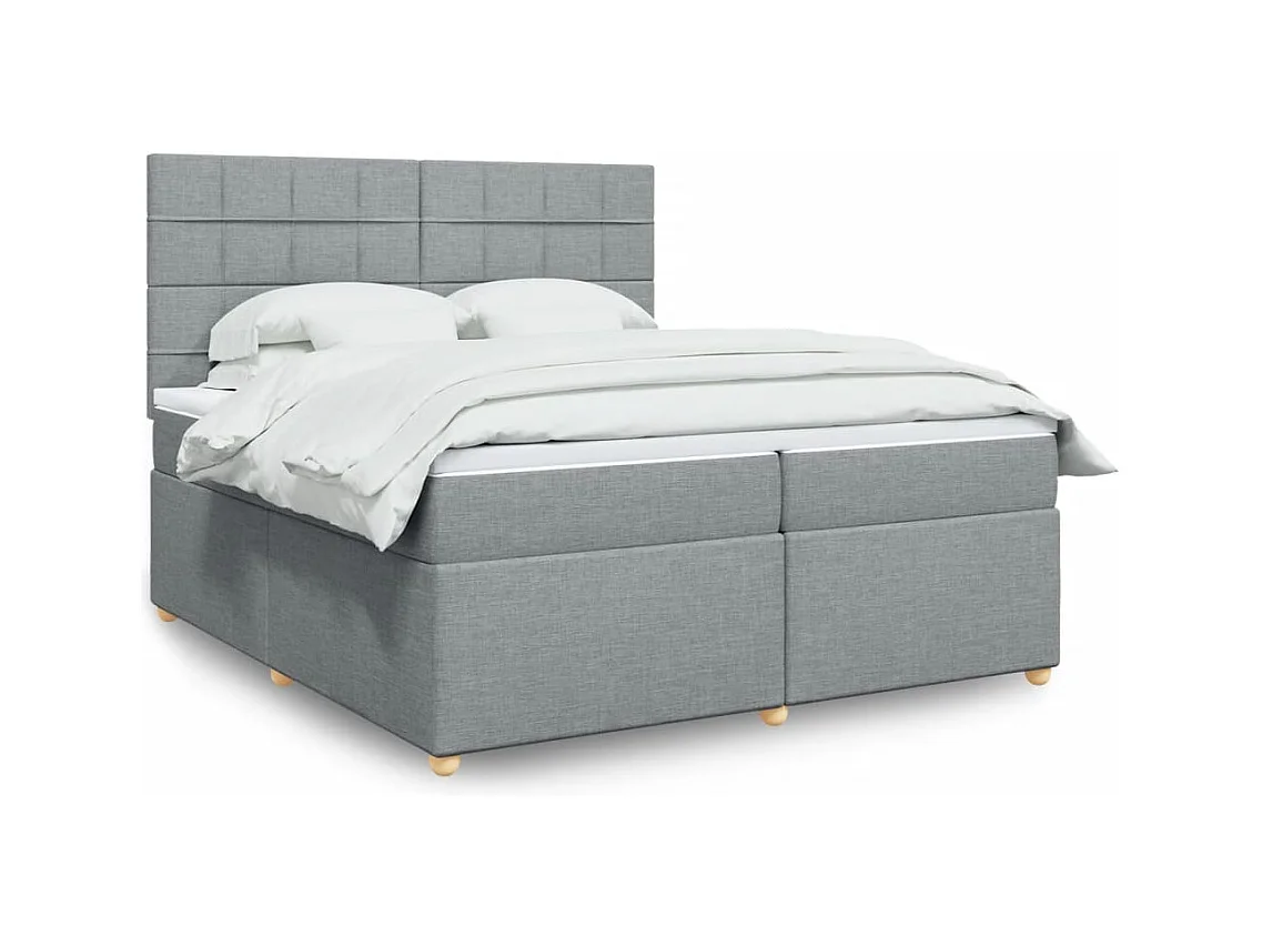 Sommier à lattes de lit avec matelas Gris clair 200x200cm Tissu