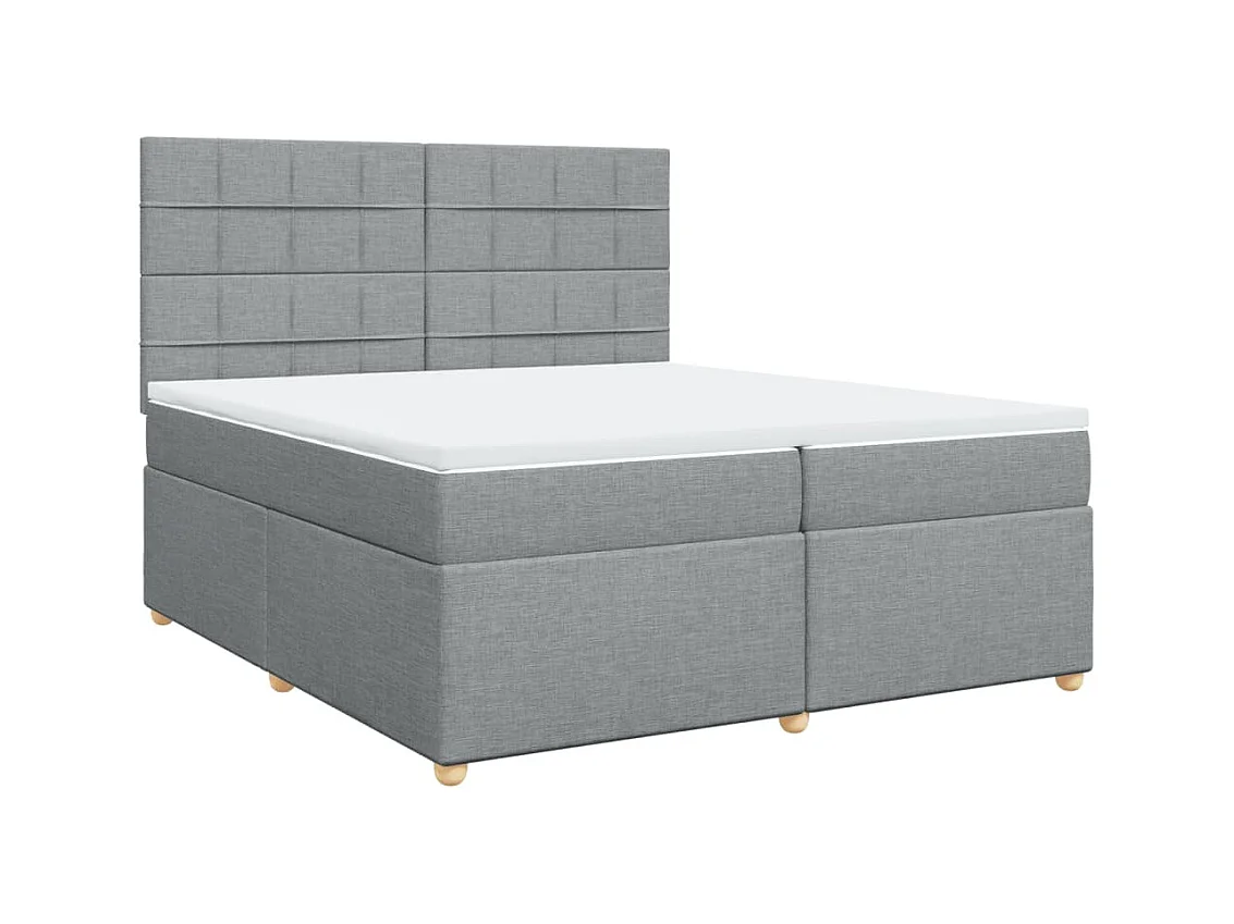 Sommier à lattes de lit avec matelas Gris clair 200x200cm Tissu