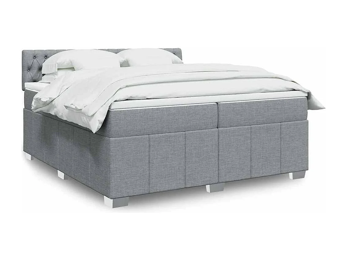 Cama com molas/colchão 200x200 cm tecido cinza-claro