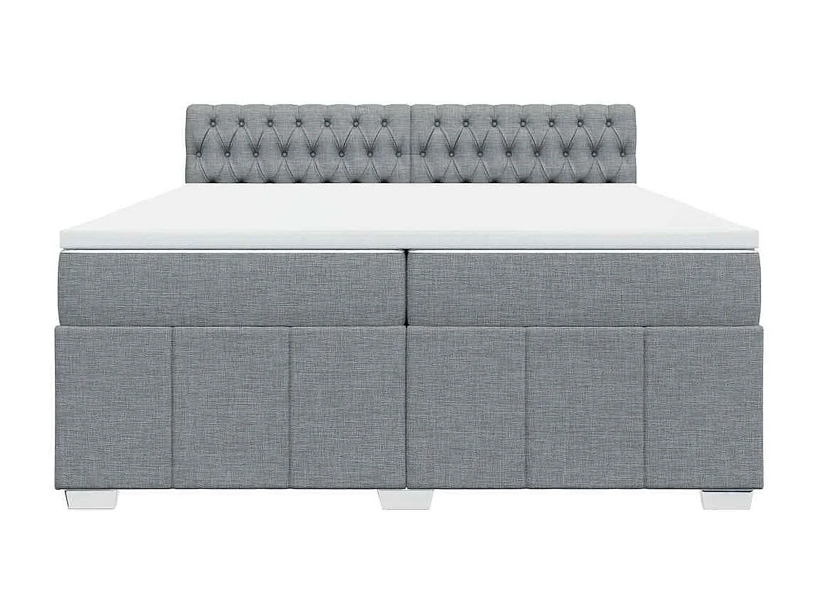 Cama com molas/colchão 200x200 cm tecido cinza-claro