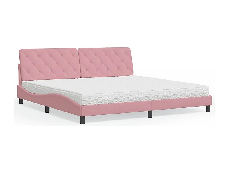 Cama com colchão 200x200 cm veludo rosa