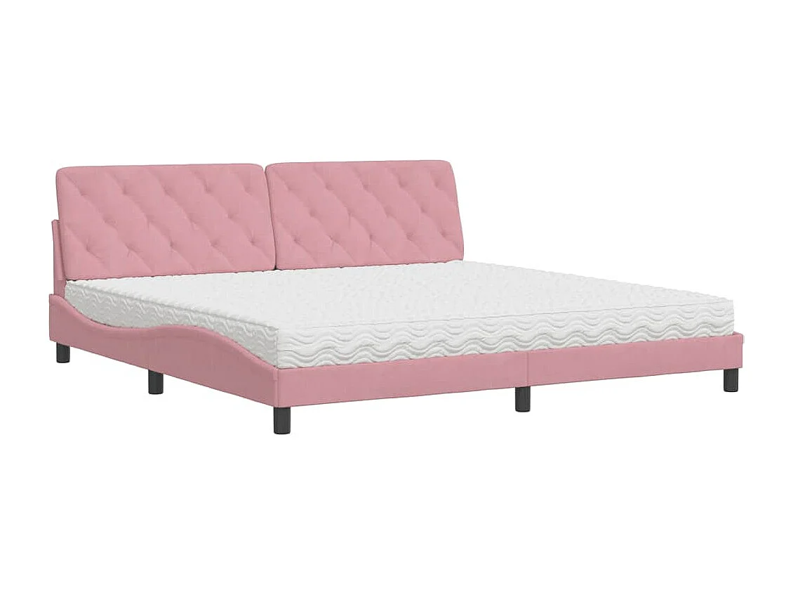 Bett mit Matratze Rosa 200x200 cm Samt
