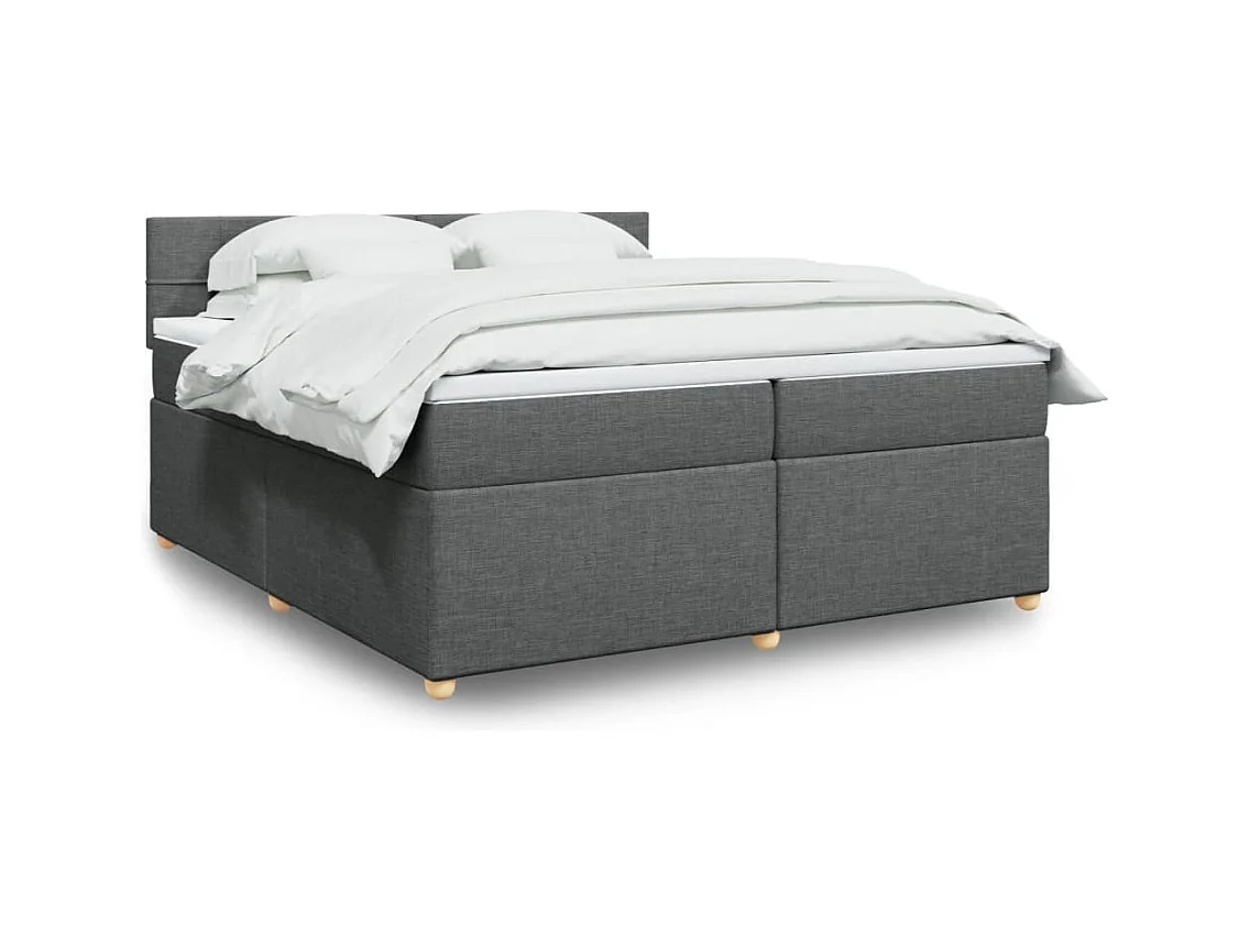 Sommier à lattes de lit avec matelas Gris foncé 200x200cm Tissu