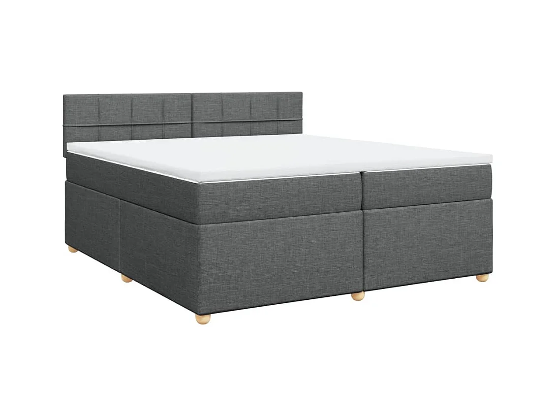 Sommier à lattes de lit avec matelas Gris foncé 200x200cm Tissu