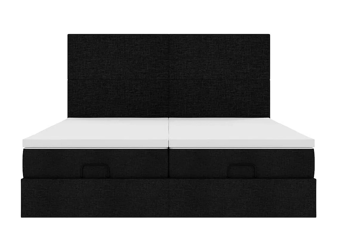 Cadre de lit ottoman avec matelas noir 200x200cm tissu