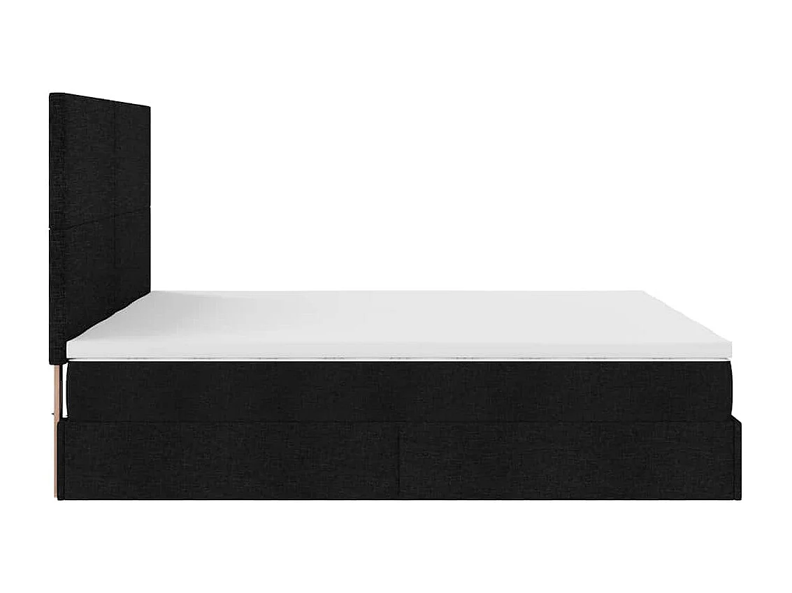 Cadre de lit ottoman avec matelas noir 200x200cm tissu