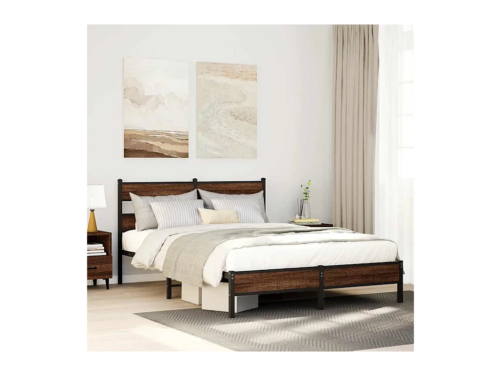 Cadre de lit sans matelas chêne marron 150x200 cm