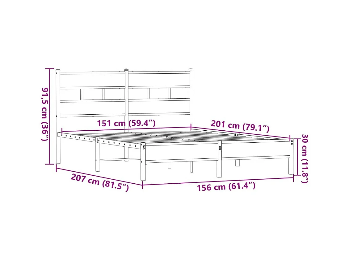 Cadre de lit sans matelas chêne marron 150x200 cm