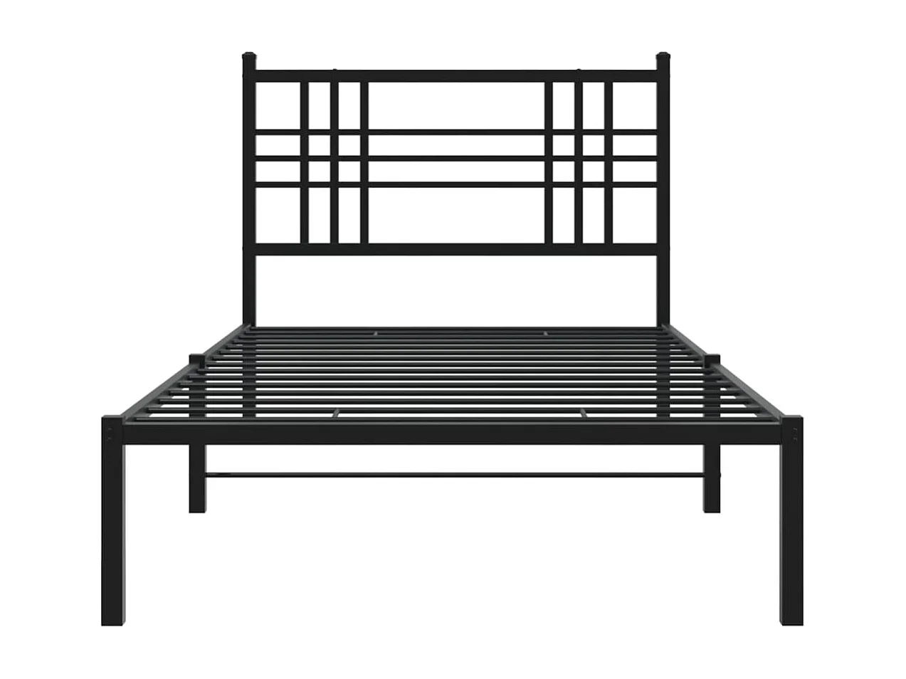 Cadre de lit métal sans matelas avec tête de lit noir 107x203cm