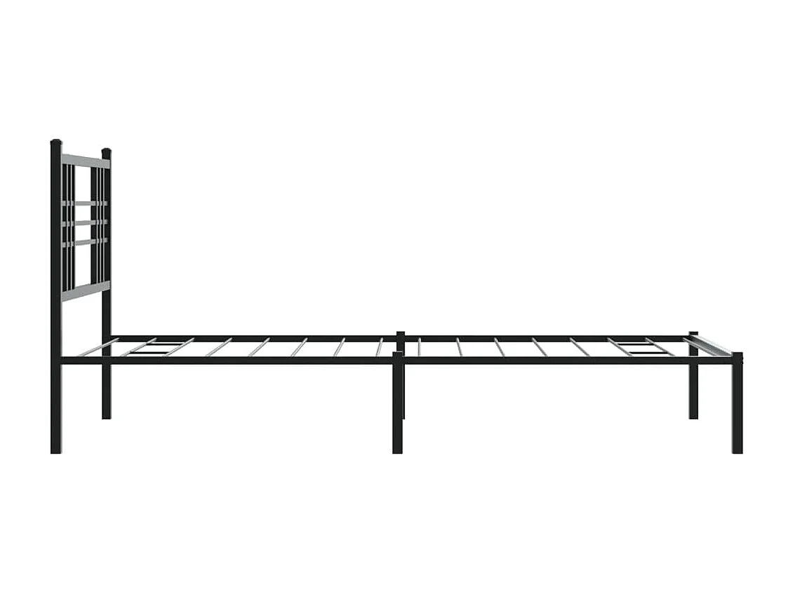 Cadre de lit métal sans matelas avec tête de lit noir 107x203cm
