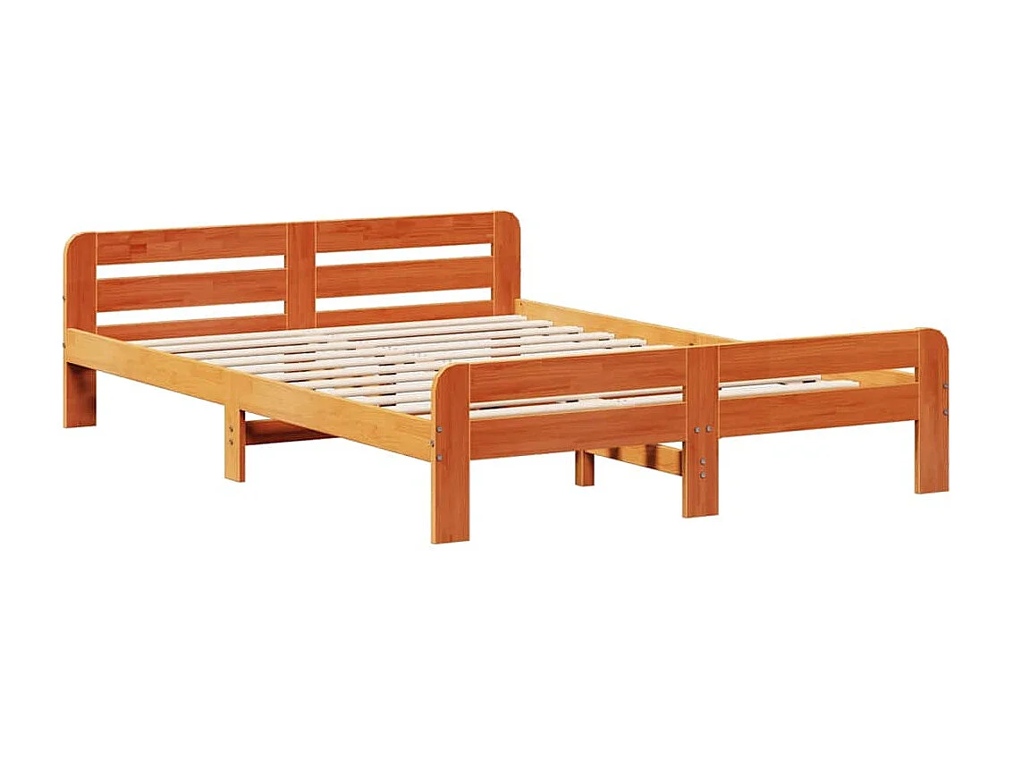 Cama sem colchão 150x200 cm madeira pinho maciça castanho-mel