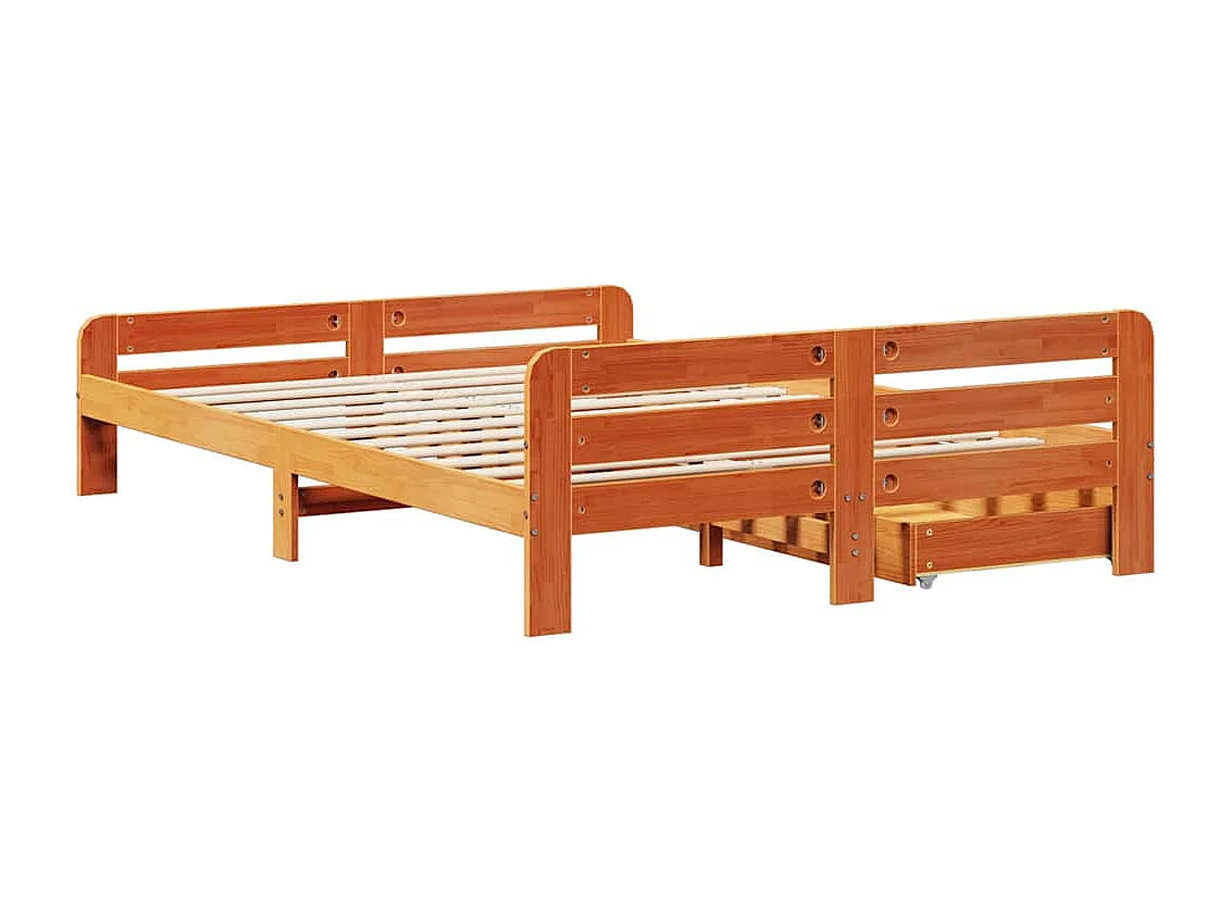 Cama sem colchão 150x200 cm madeira pinho maciça castanho-mel