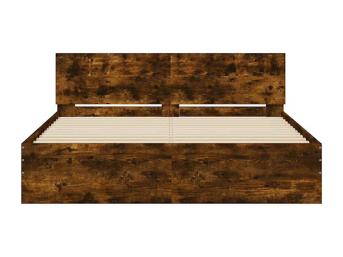 Bettgestell mit Kopfteil LED-Beleuchtung Räuchereiche 150x200cm