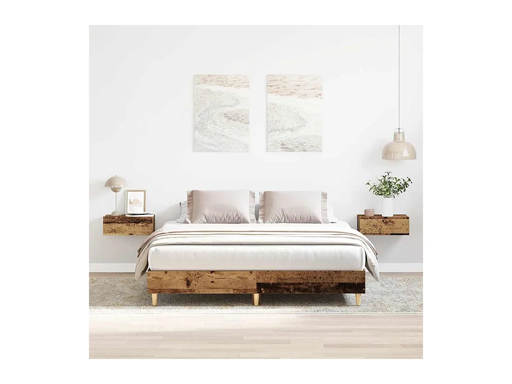 Cadre de lit sans matelas vieux bois 150x200 cm bois ingénierie