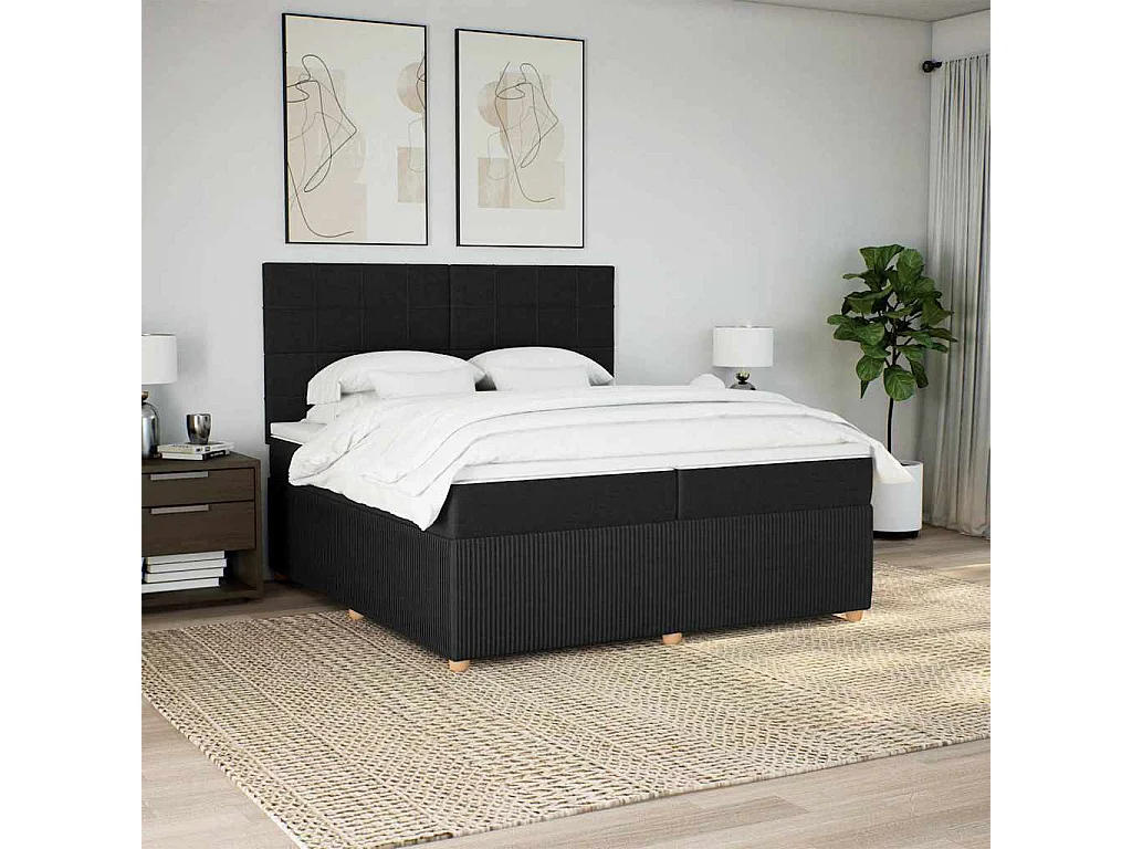 Boxspringbett mit Matratze Schwarz 200x200 cm Stoff