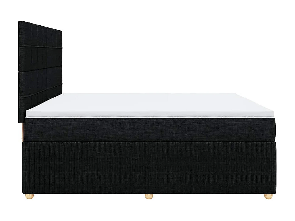 Cama box spring con colchón tela negro 200x200 cm