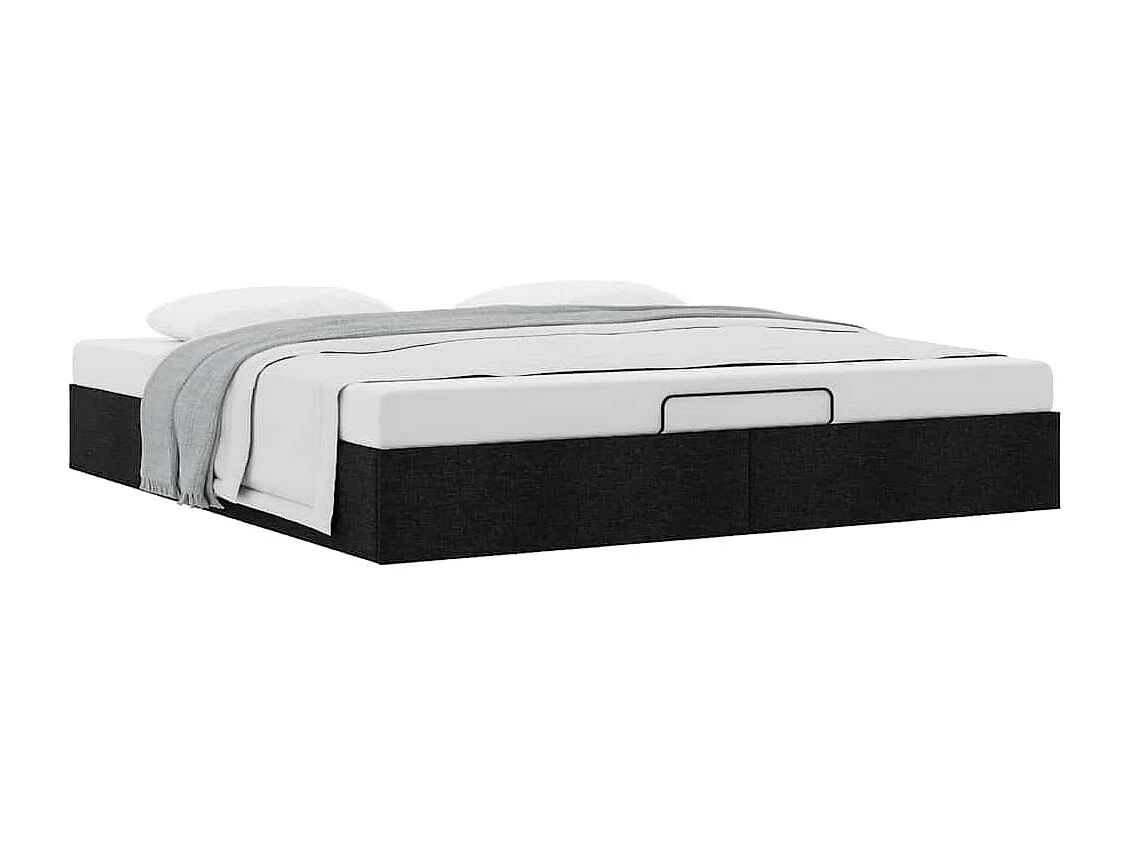 Cadre de lit ottoman sans matelas noir 200x200 cm tissu