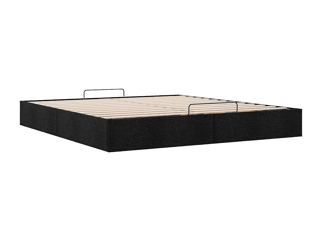 Cadre de lit ottoman sans matelas noir 200x200 cm tissu