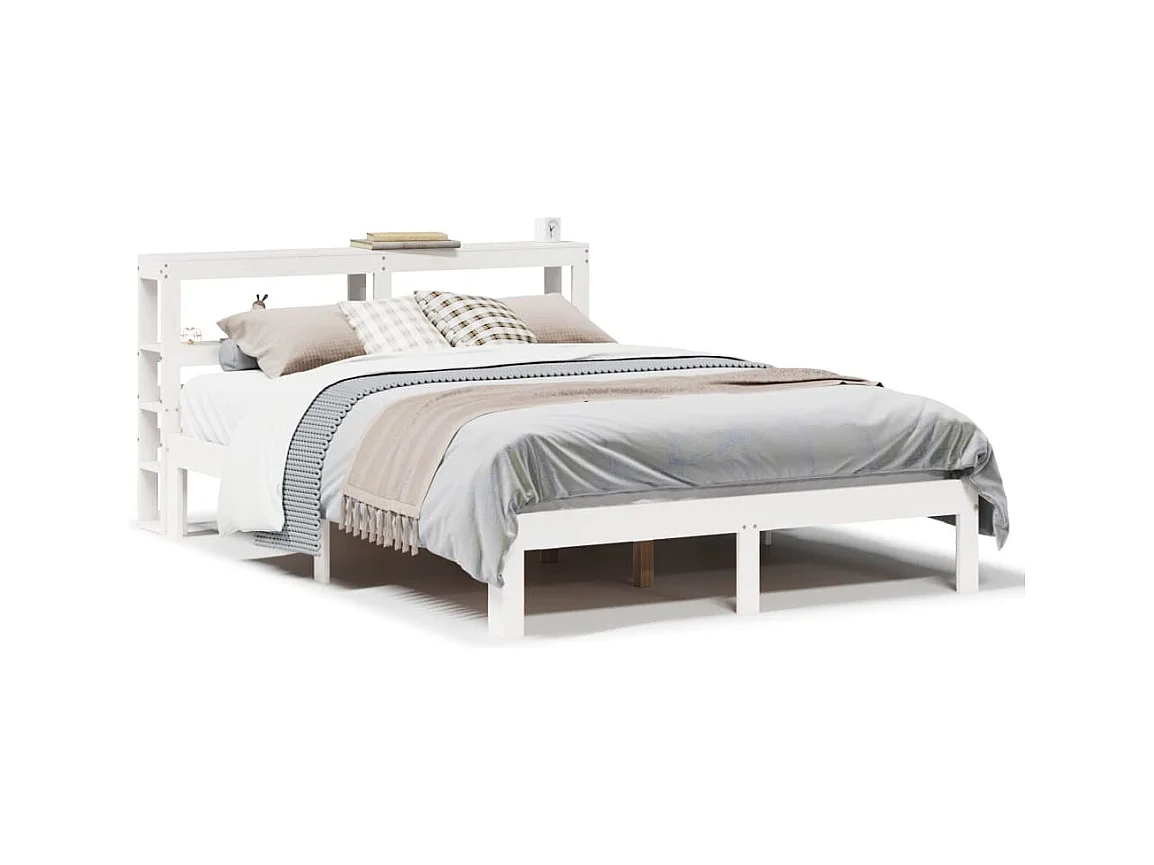 Bettgestell mit Kopfteil ohne Matratze Weiß 150x200 cm