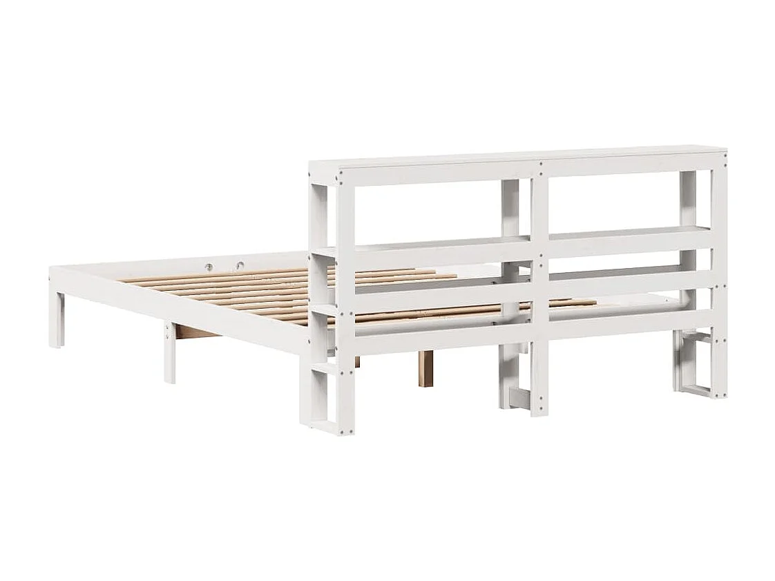 Giroletto con Testiera Bianco 150x200 cm Legno Massello di Pino