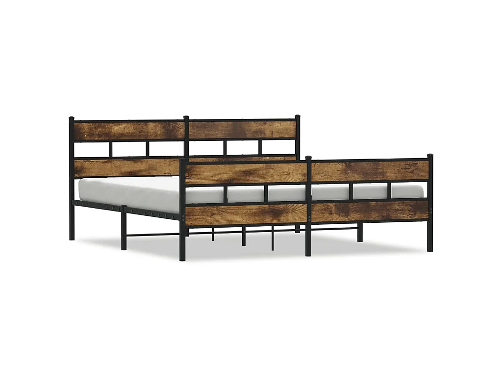 Cadre de lit en métal sans matelas chêne fumé 200x200 cm
