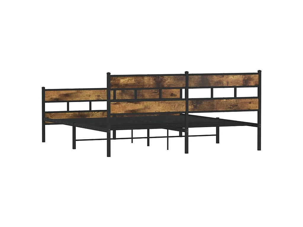 Cadre de lit en métal sans matelas chêne fumé 200x200 cm