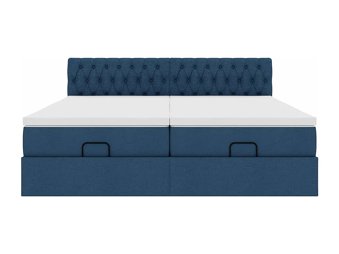 Cadre de lit ottoman avec matelas bleu 200x200cm tissu