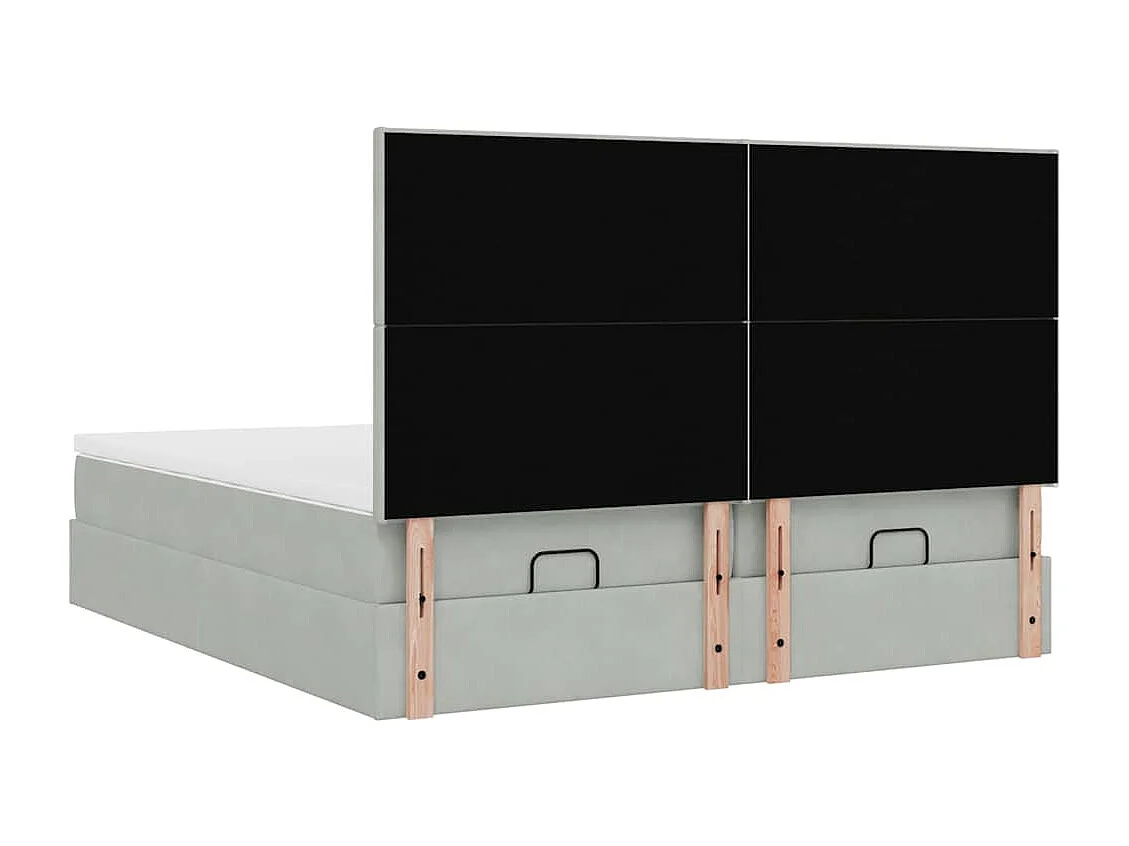 Cadre de lit ottoman avec matelas gris clair 200x200 cm velours