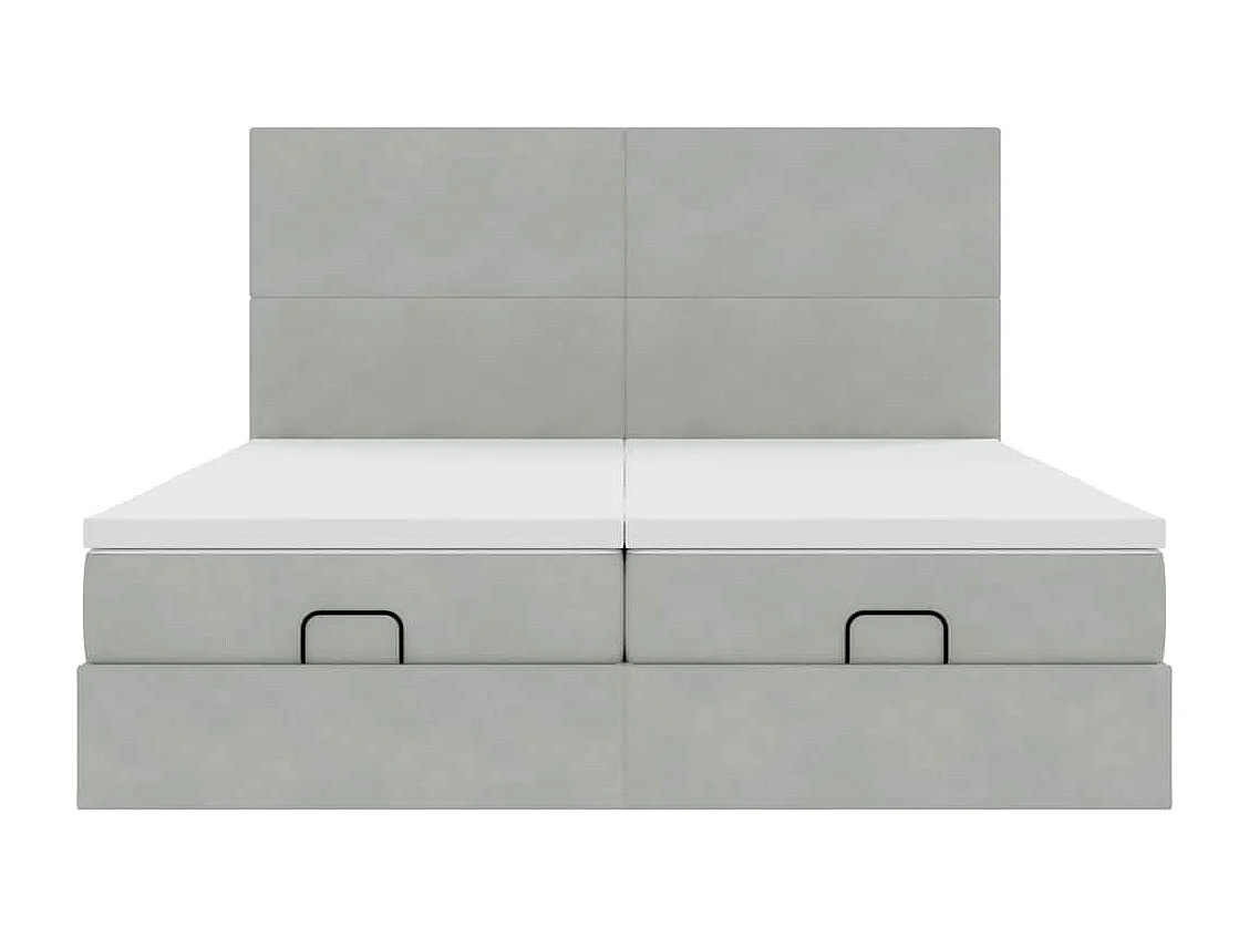 Cadre de lit ottoman avec matelas gris clair 200x200 cm velours